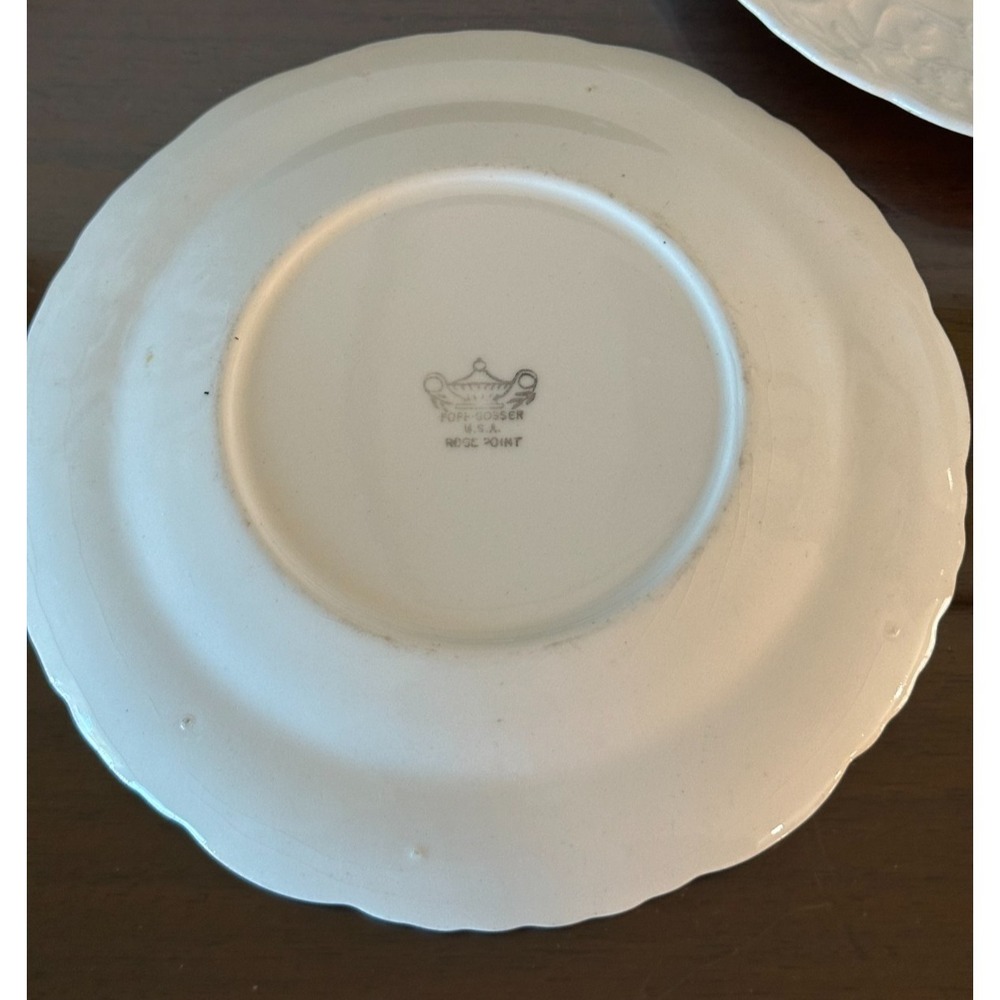 2 Vintage Pope Gosser Embossed Floral Rose Point China Plates - Picture 2 of 2